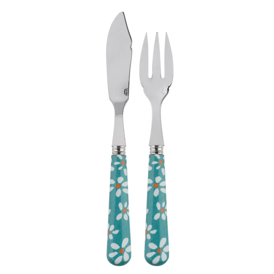 Daisy Turquoise Fish Set 8.25" (Knife, Fork)