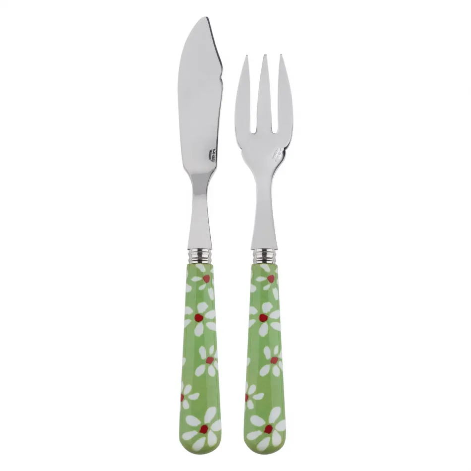 Daisy Garden Green Fish Set 8.25" (Knife, Fork)