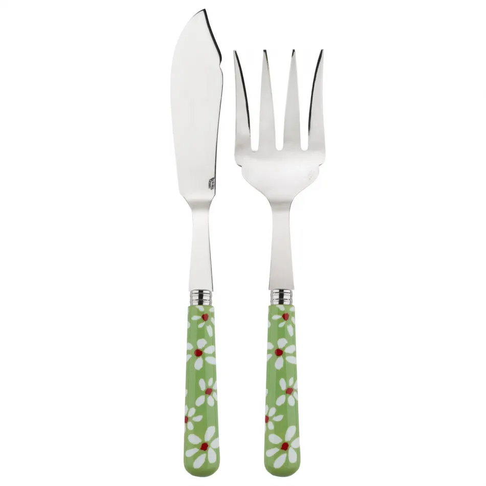 Daisy Garden Green 2-Pc Fish Serving Set 11" (Knife, Fork)