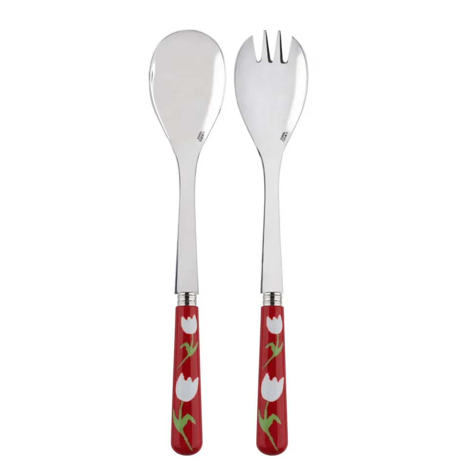 Tulip Red 2-Pc Salad Serving Set 10.25" (Fork, Spoon)