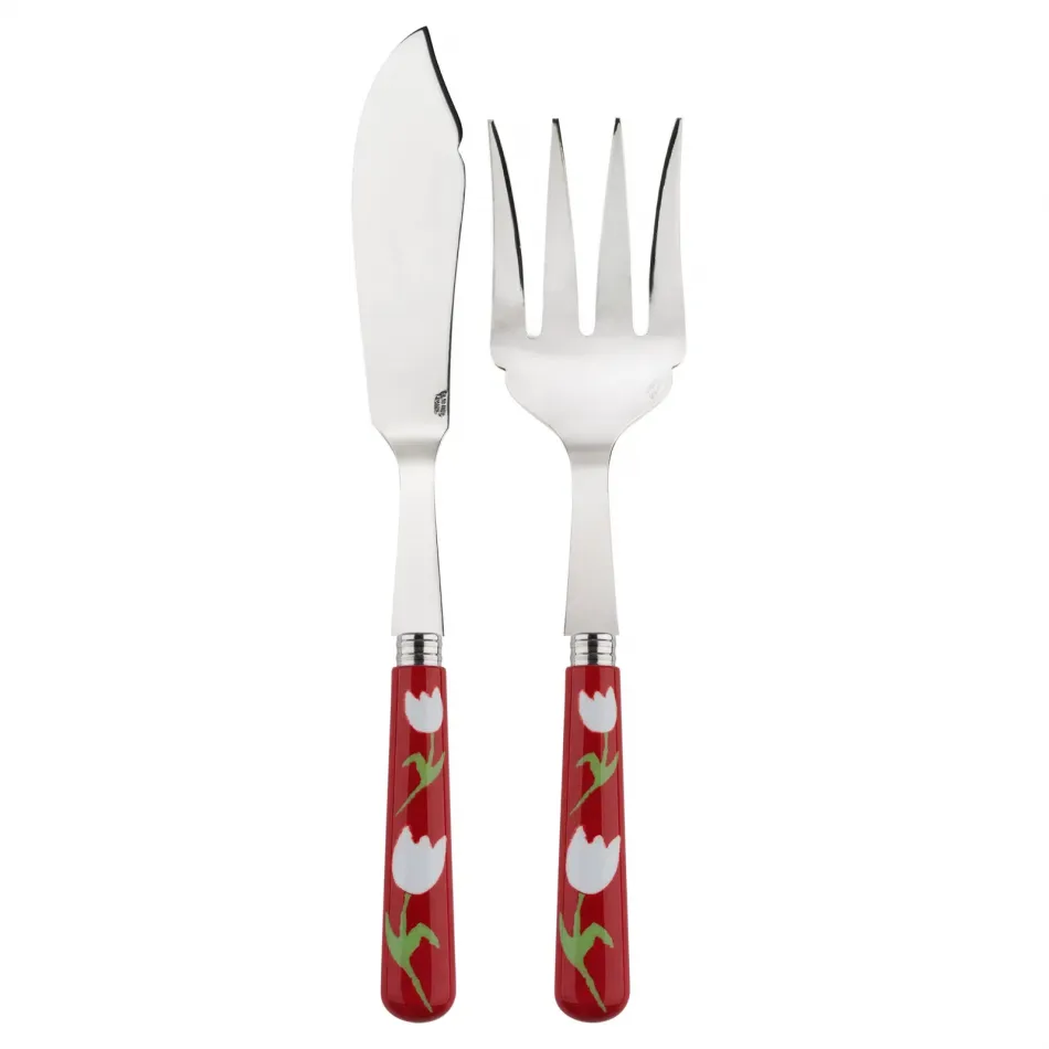 Tulip Red 2-Pc Fish Serving Set 11" (Knife, Fork)