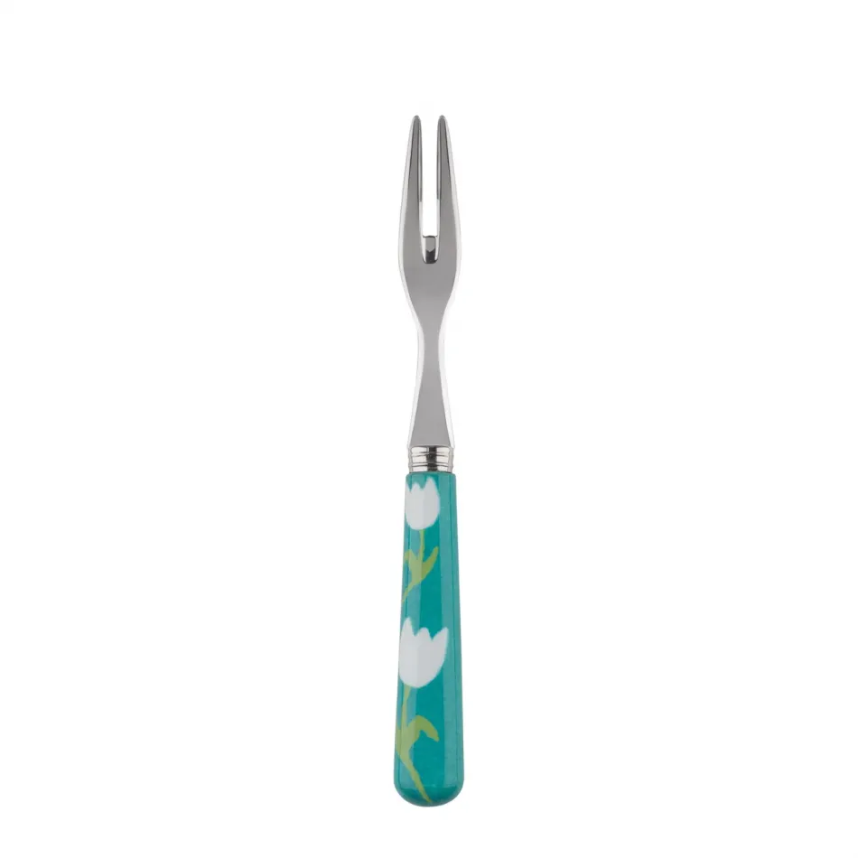 Tulip Turquoise Cocktail Fork 5.75"