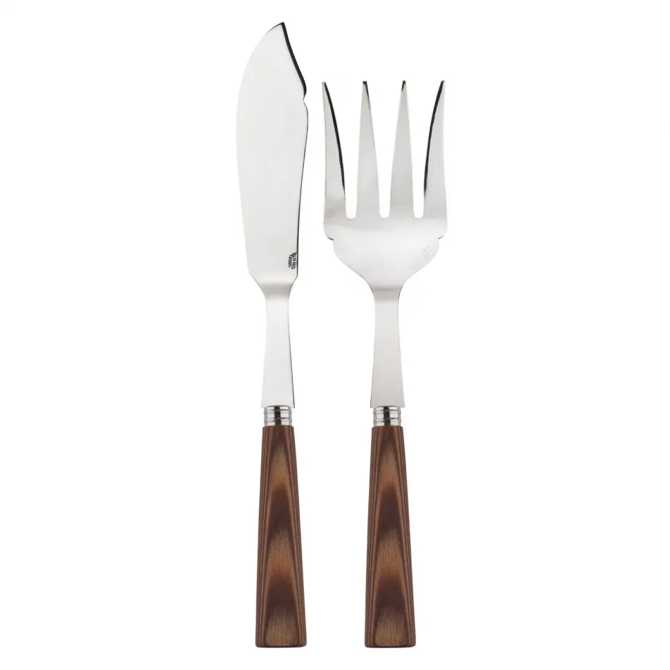 Nature Light Wood 2-Pc Fish Serving Set 11" (Knife, Fork)