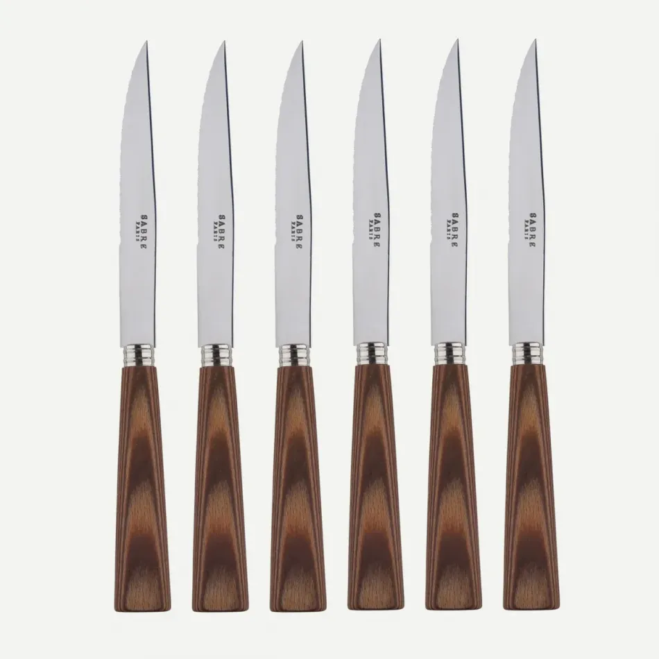 Nature Light Press Wood Set Of 6 Steak Knives