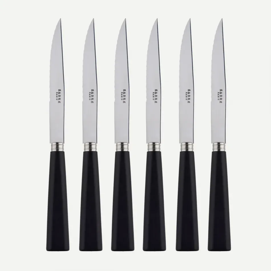Nature Black Press Wood Set Of 6 Steak Knives