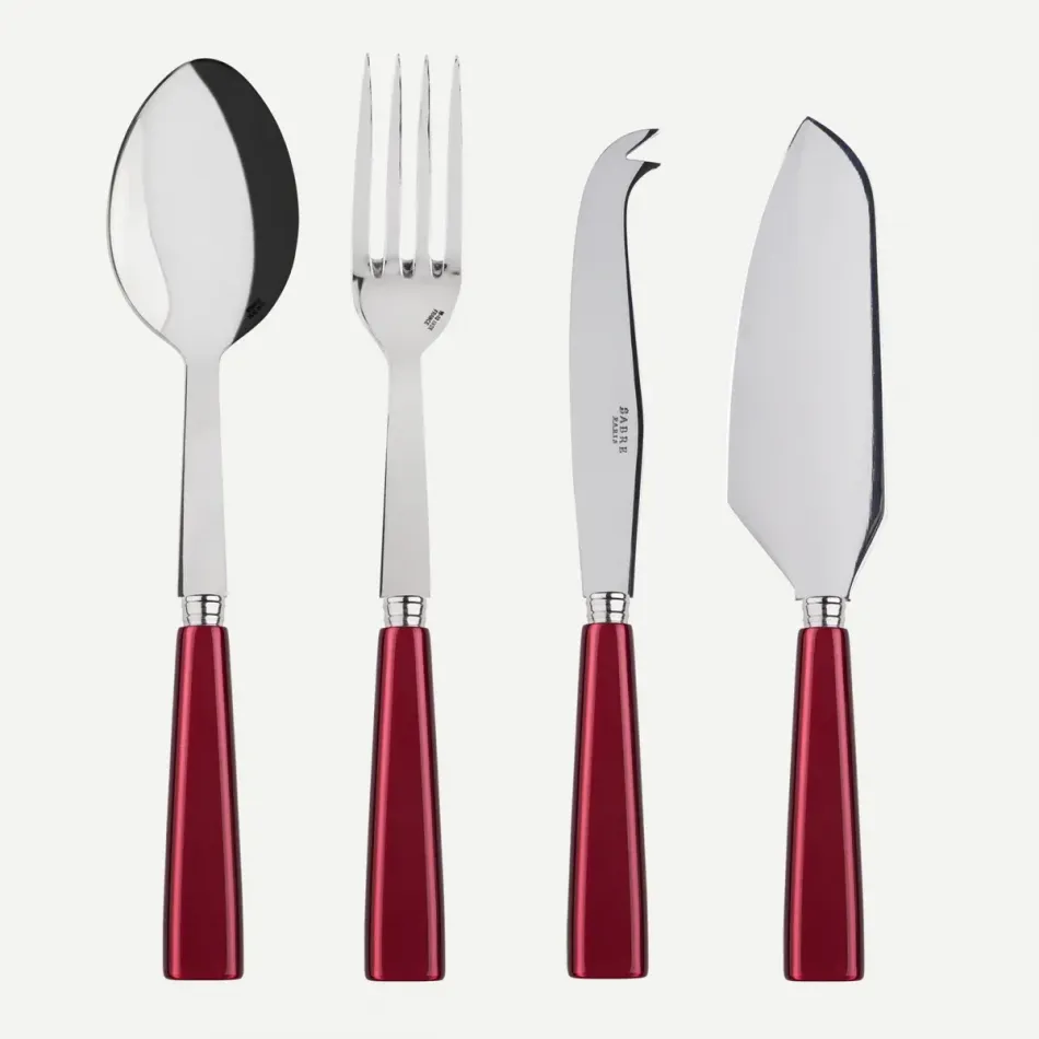 Icon Red Set Of 4 Serving Pieces (Serving Spoon, Serving Fork, Cheese Knife Large, Tart Slicer)