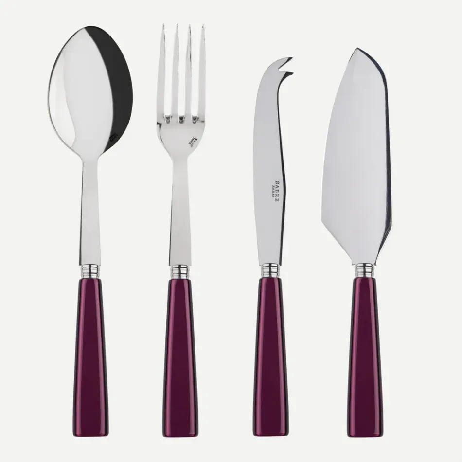 Icon Aubergine Set Of 4 Serving Pieces (Serving Spoon, Serving Fork, Cheese Knife Large, Tart Slicer)