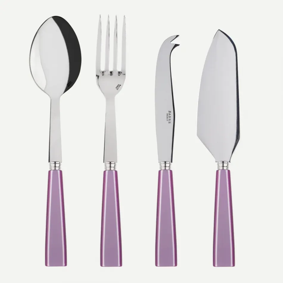 Icon Lilac Set Of 4 Serving Pieces (Serving Spoon, Serving Fork, Cheese Knife Large, Tart Slicer)
