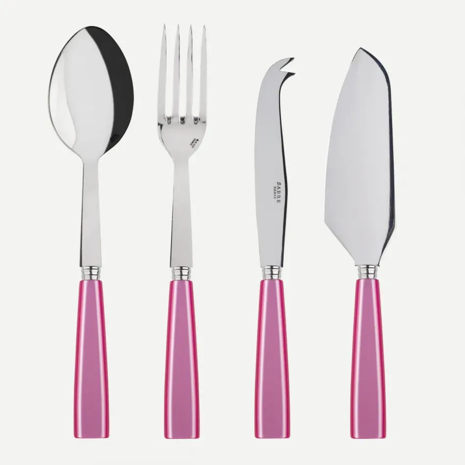 Icon Pink Set Of 4 Serving Pieces (Serving Spoon, Serving Fork, Cheese Knife Large, Tart Slicer)