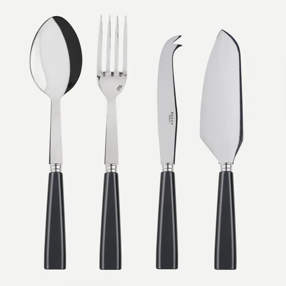 Icon Dark Grey Set Of 4 Serving Pieces (Serving Spoon, Serving Fork, Cheese Knife Large, Tart Slicer)