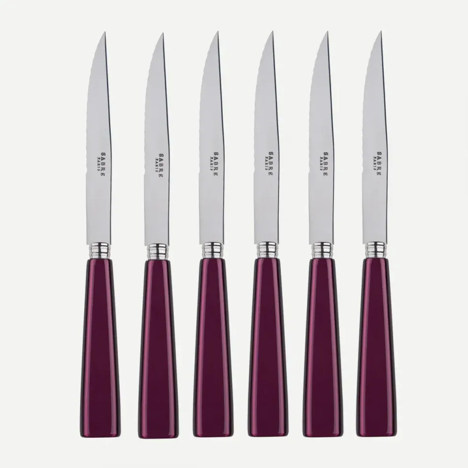 Icon Aubergine Set Of 6 Steak Knives