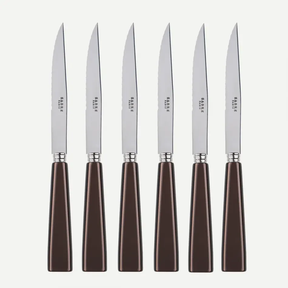 Icon Brown Set Of 6 Steak Knives