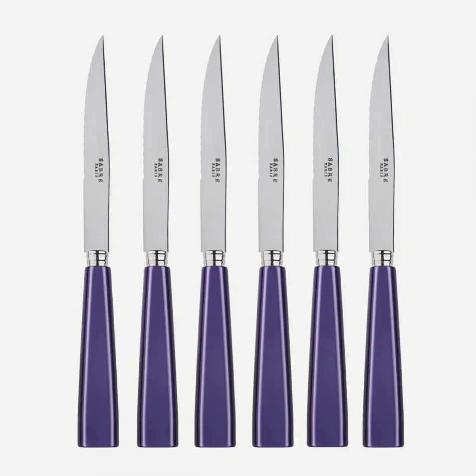 Icon Purple Set Of 6 Steak Knives