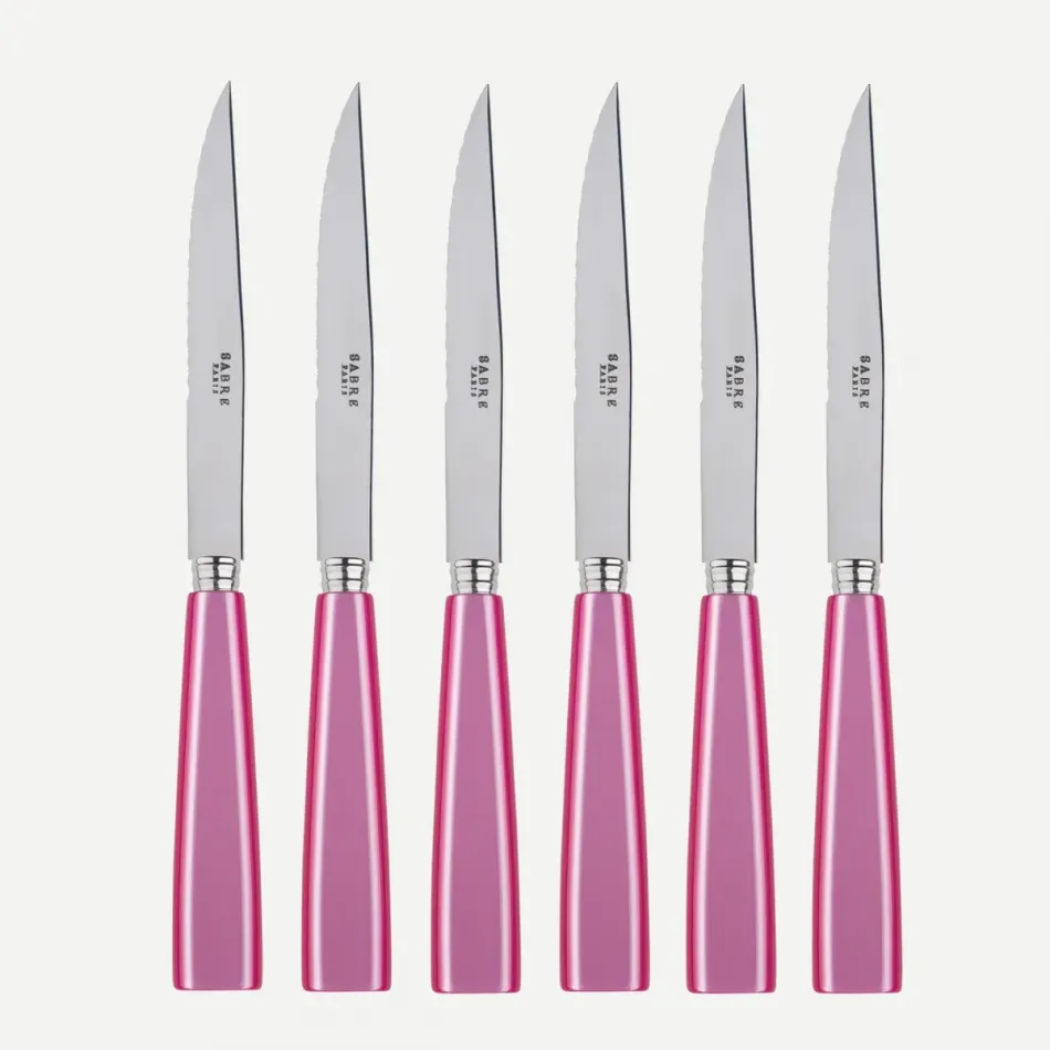 Icon Pink Set Of 6 Steak Knives