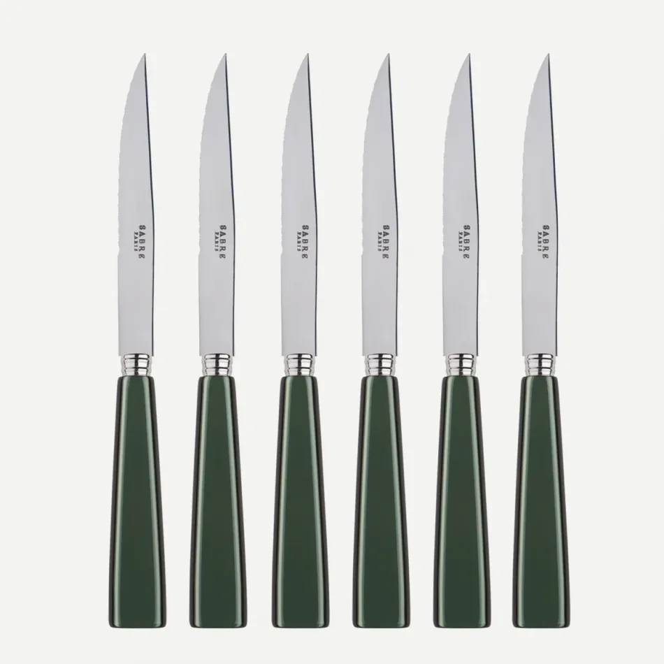 Icon Dark Green Set Of 6 Steak Knives