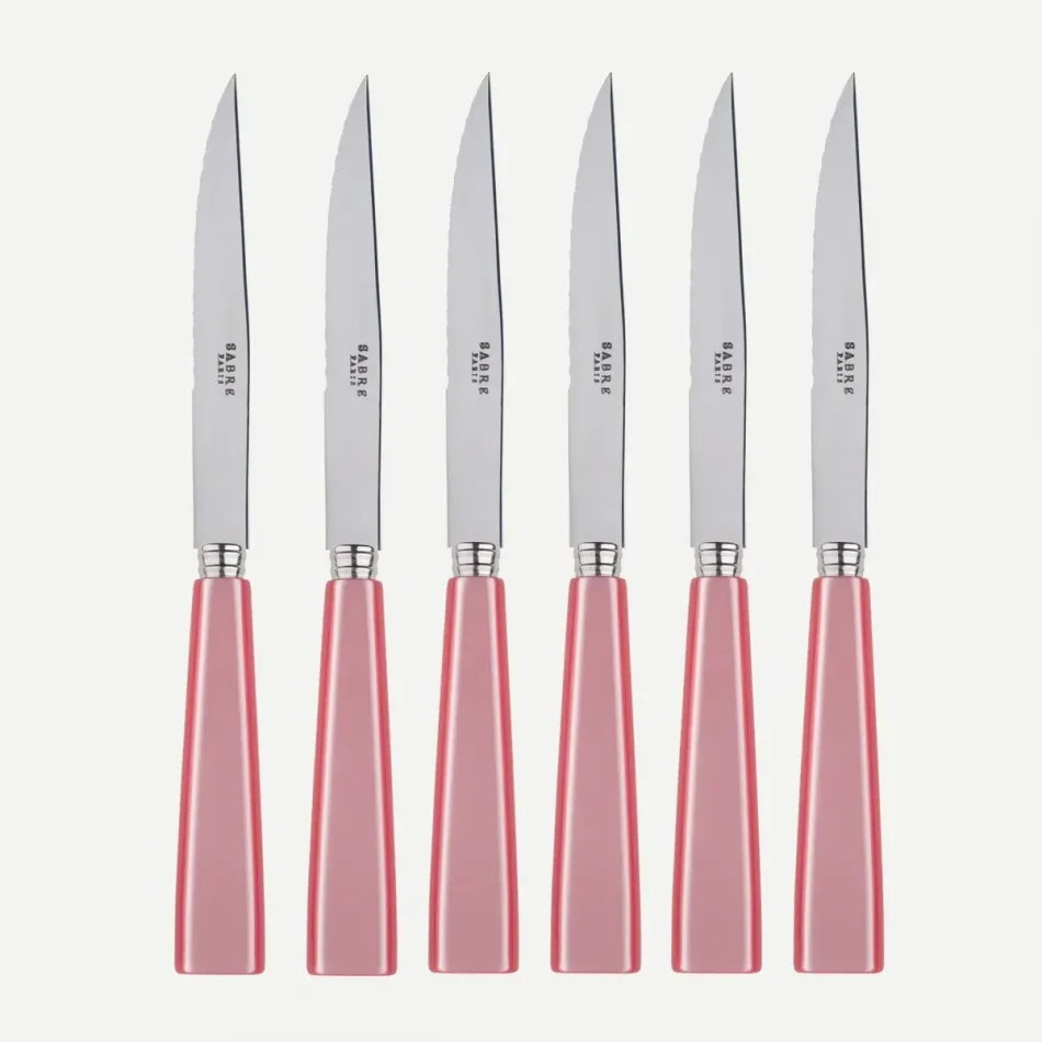 Icon Soft Pink Set Of 6 Steak Knives