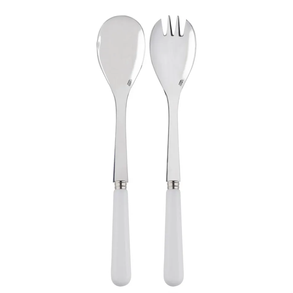 Basic White 2-Pc Salad Serving Set 10.25" (Fork, Spoon)