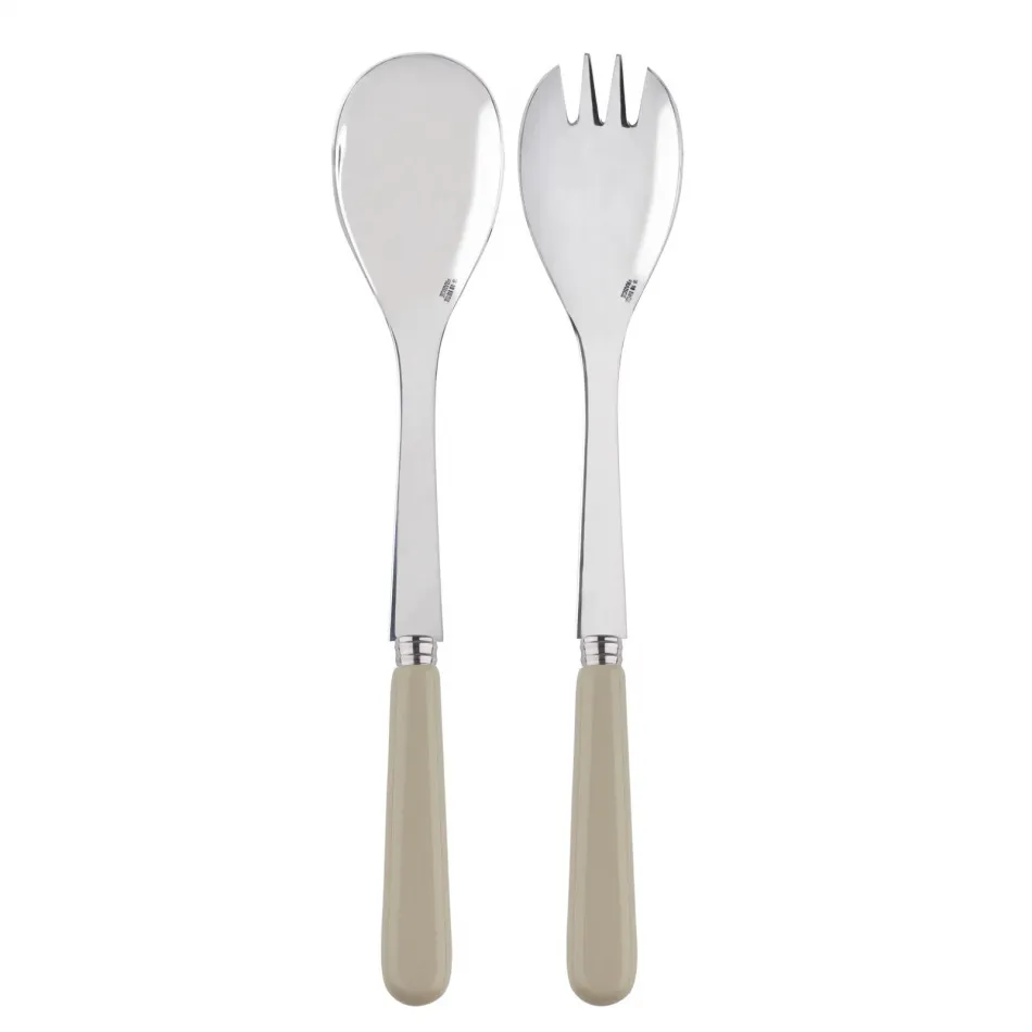 Basic Light Khaki 2-Pc Salad Serving Set 10.25" (Fork, Spoon)