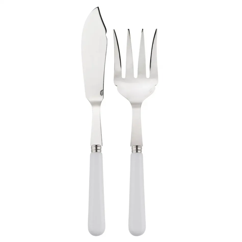 Basic White 2-Pc Fish Serving Set 11" (Knife, Fork)