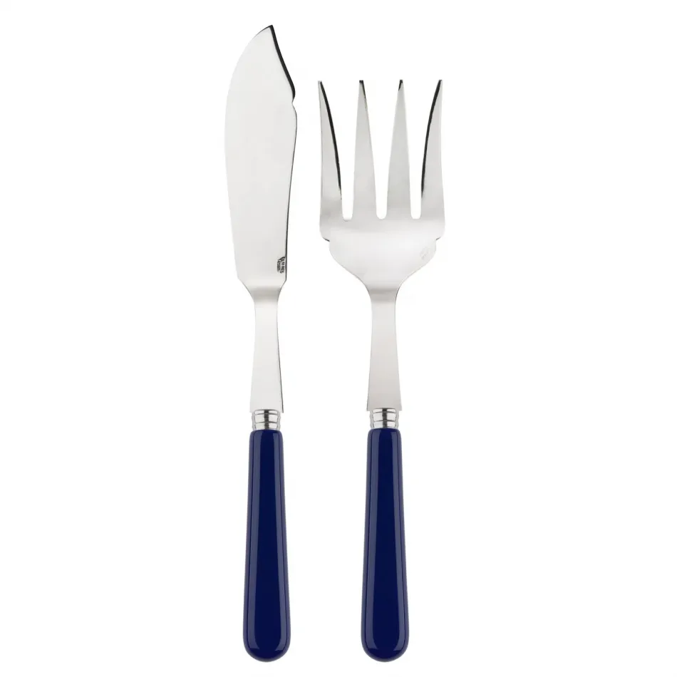 Basic Navy Blue 2-Pc Fish Serving Set 11" (Knife, Fork)