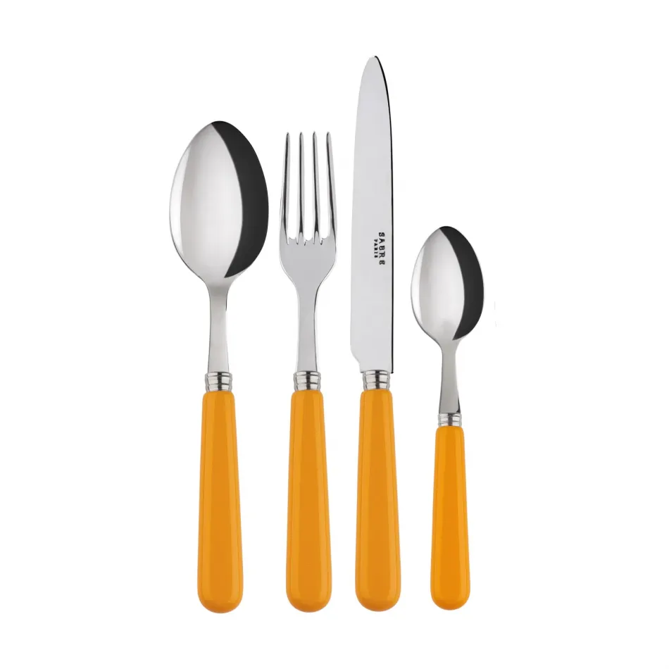 Basic Yellow 4-Pc Setting (Dinner Knife, Dinner Fork, Soup Spoon, Teaspoon)