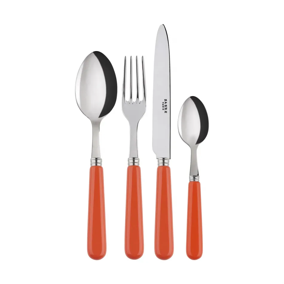 Basic Orange 4-Pc Setting (Dinner Knife, Dinner Fork, Soup Spoon, Teaspoon)