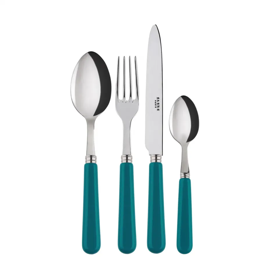 Basic Turquoise 4-Pc Setting (Dinner Knife, Dinner Fork, Soup Spoon, Teaspoon)