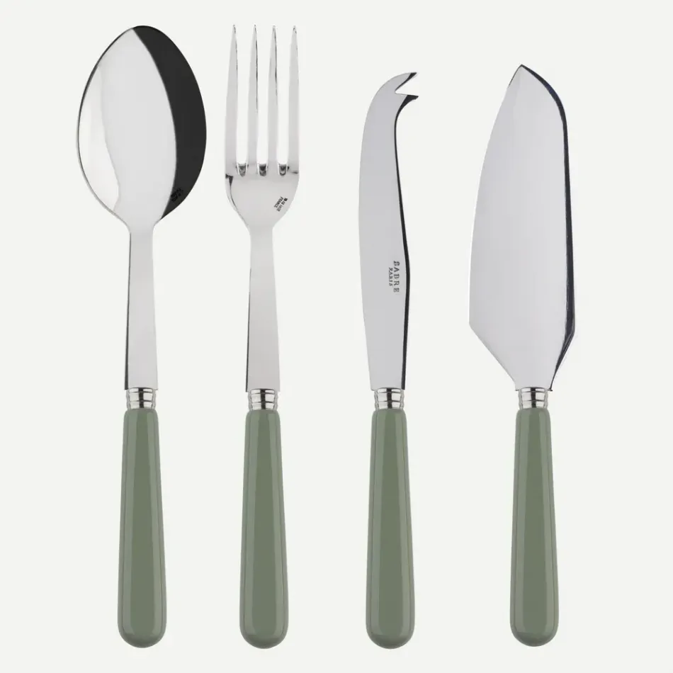 Basic Asparagus Set Of 4 Serving Pieces (Serving Spoon, Serving Fork, Cheese Knife Large, Tart Slicer)