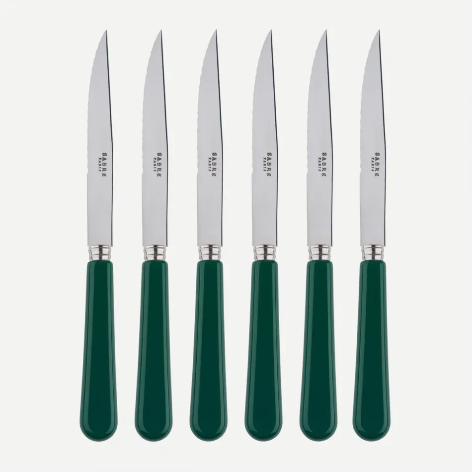 Pop Unis Green Set Of 6 Steak Knives