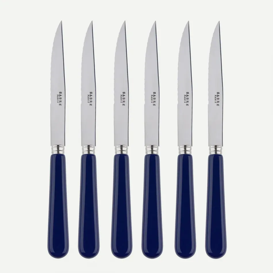 Pop Unis Navy Blue Set Of 6 Steak Knives