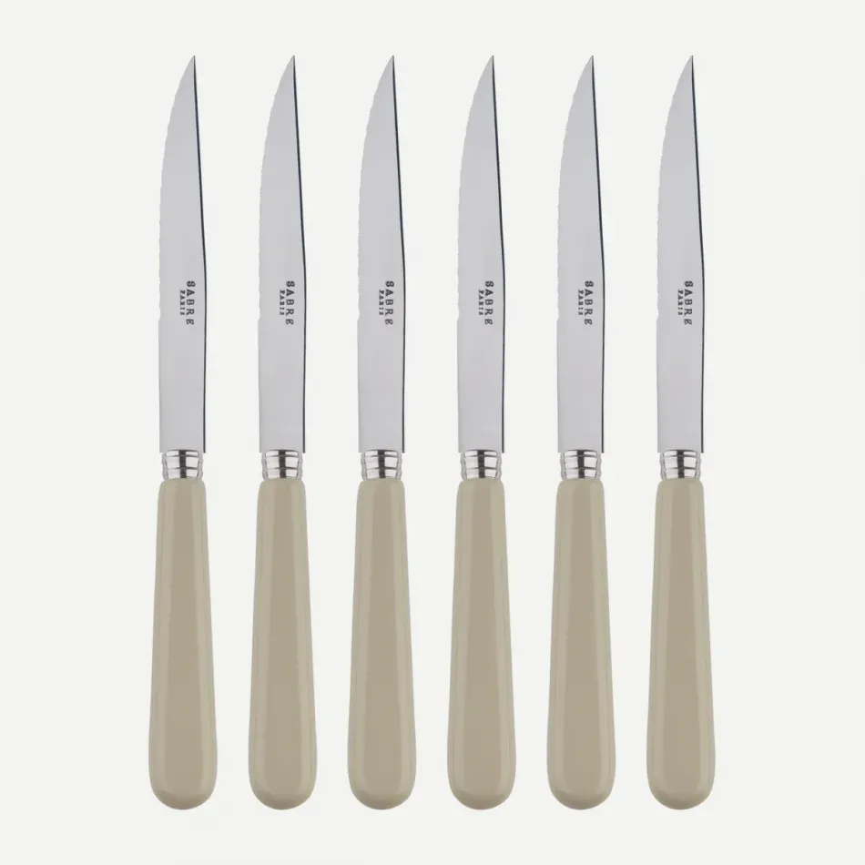 Basic Light Khaki Set Of 6 Steak Knives