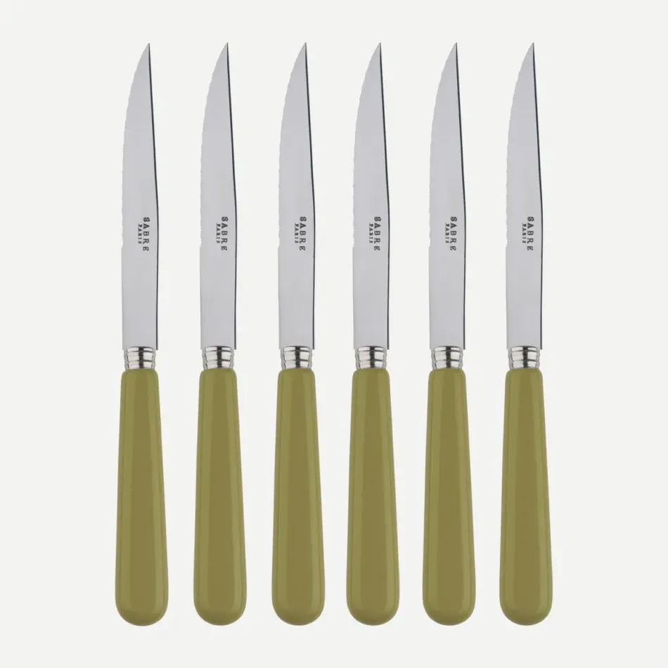 Pop Unis Sage Green Set Of 6 Steak Knives