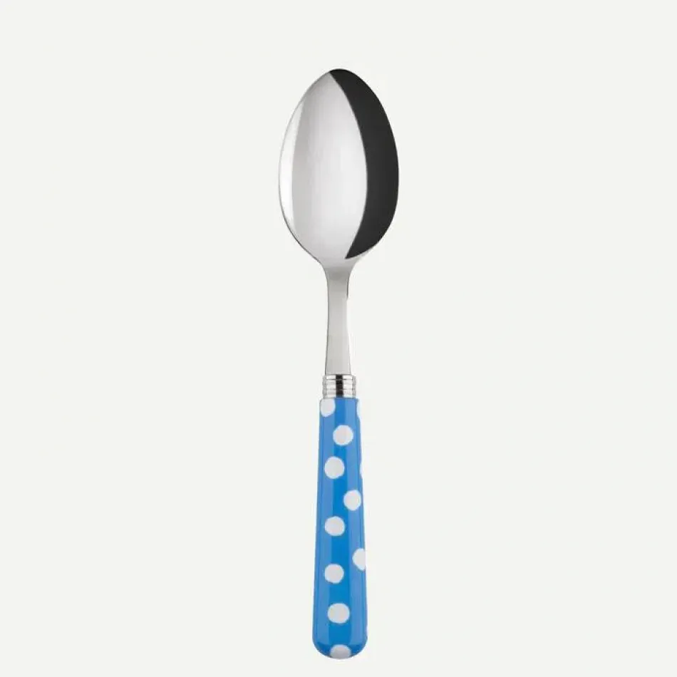 White Dots Light Blue Soup Spoon 8.5"