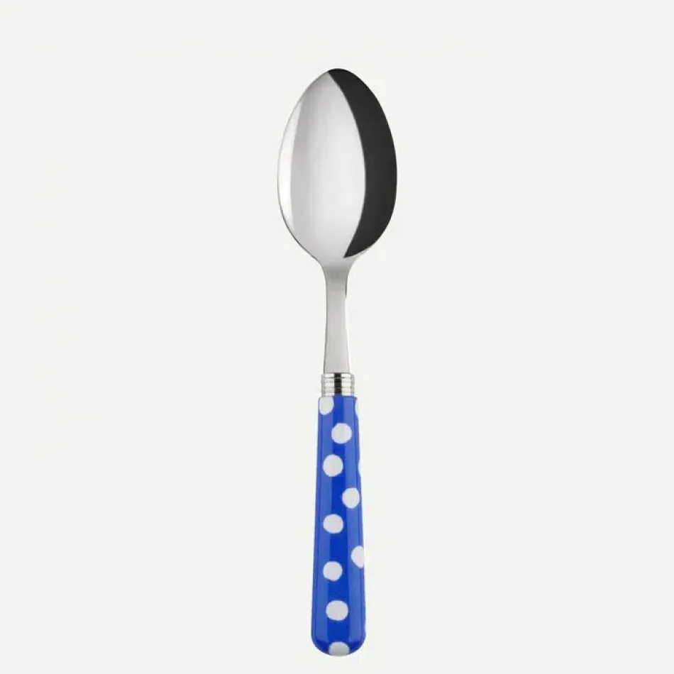 White Dots Lapis Blue Soup Spoon 8.5"