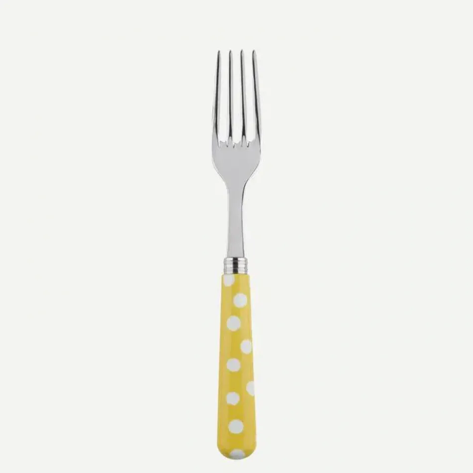 White Dots Yellow Dinner Fork 8.5"