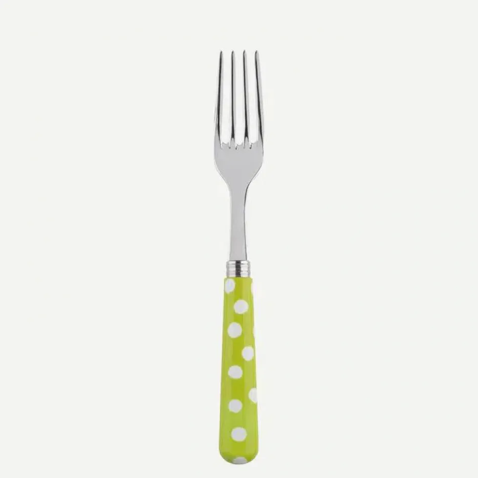 White Dots Lime Dinner Fork 8.5"