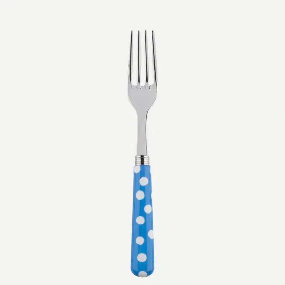 White Dots Light Blue Dinner Fork 8.5"