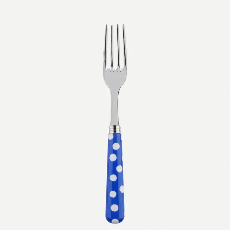 White Dots Lapis Blue Dinner Fork 8.5"