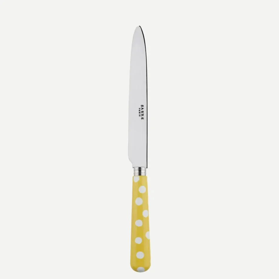 White Dots Yellow Dinner Knife 9.25"