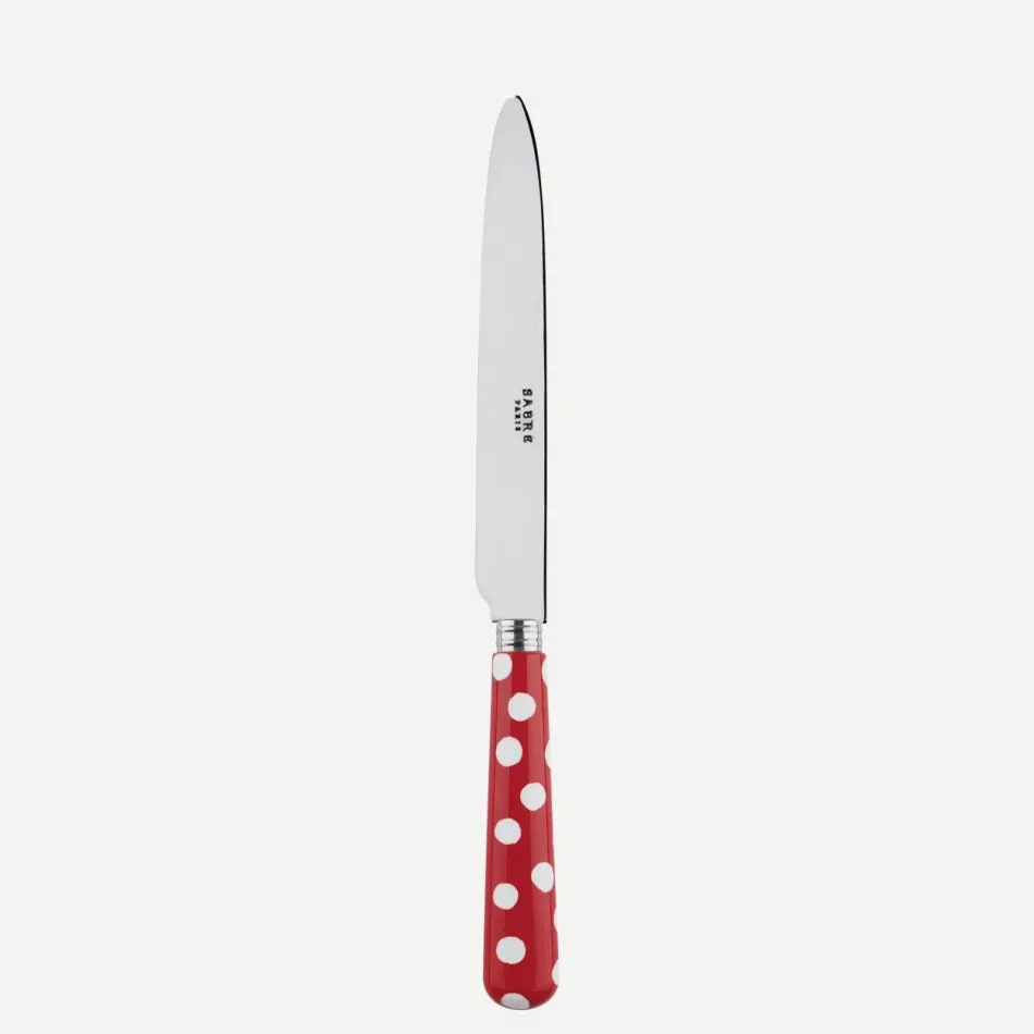 White Dots Red Dinner Knife 9.25"