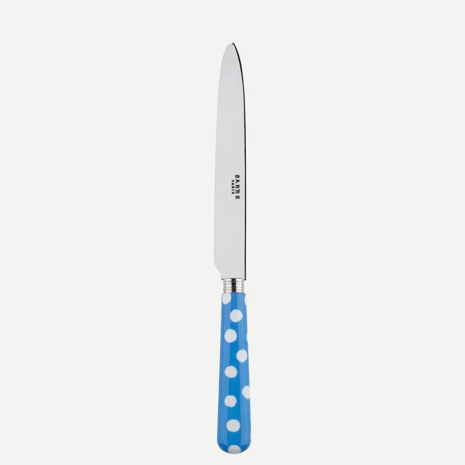 White Dots Light Blue Dinner Knife 9.25"