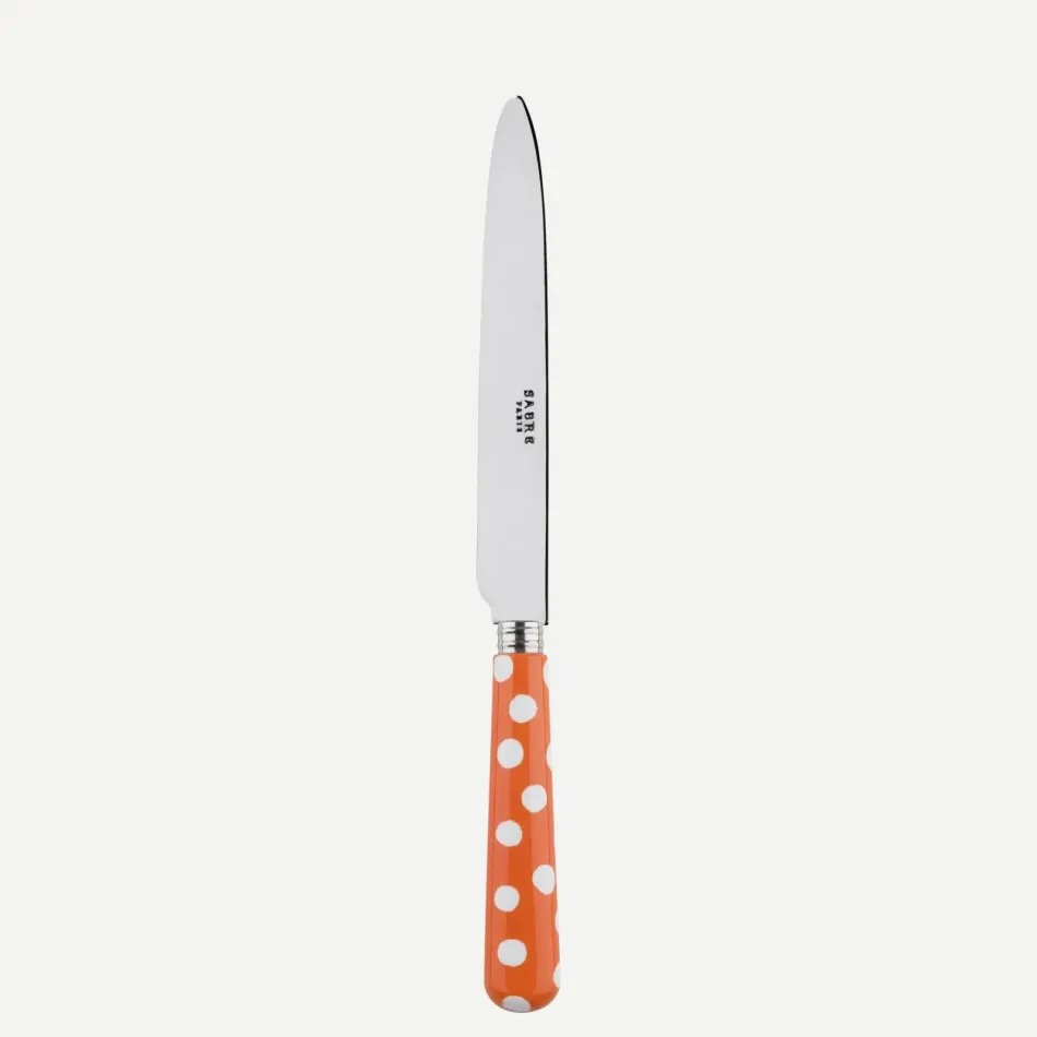 White Dots Orange Dinner Knife 9.25"