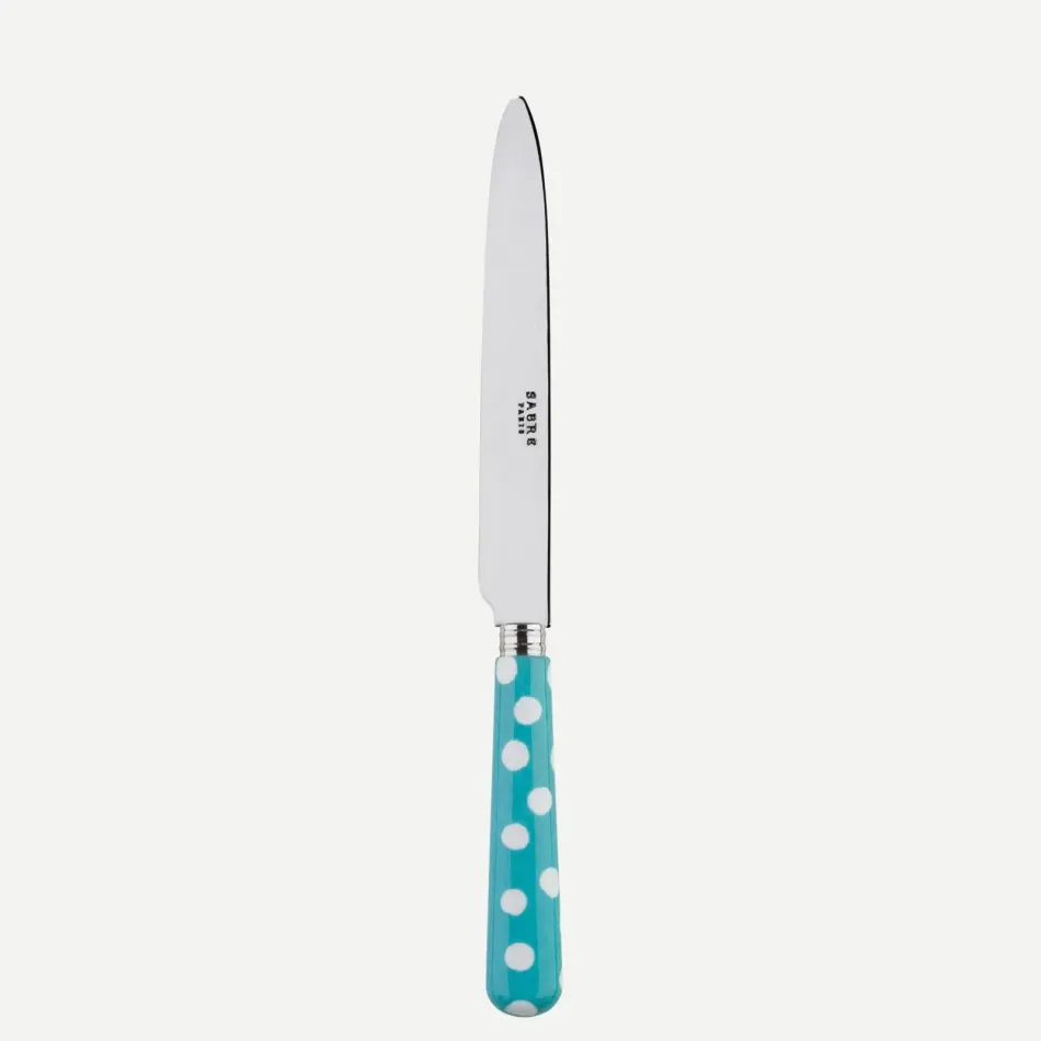 White Dots Turquoise Dinner Knife 9.25"