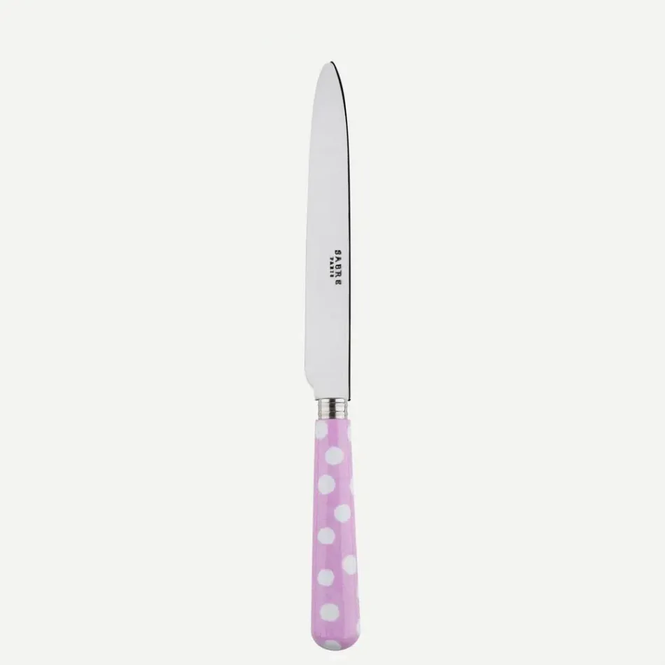 White Dots Pink Dinner Knife 9.25"
