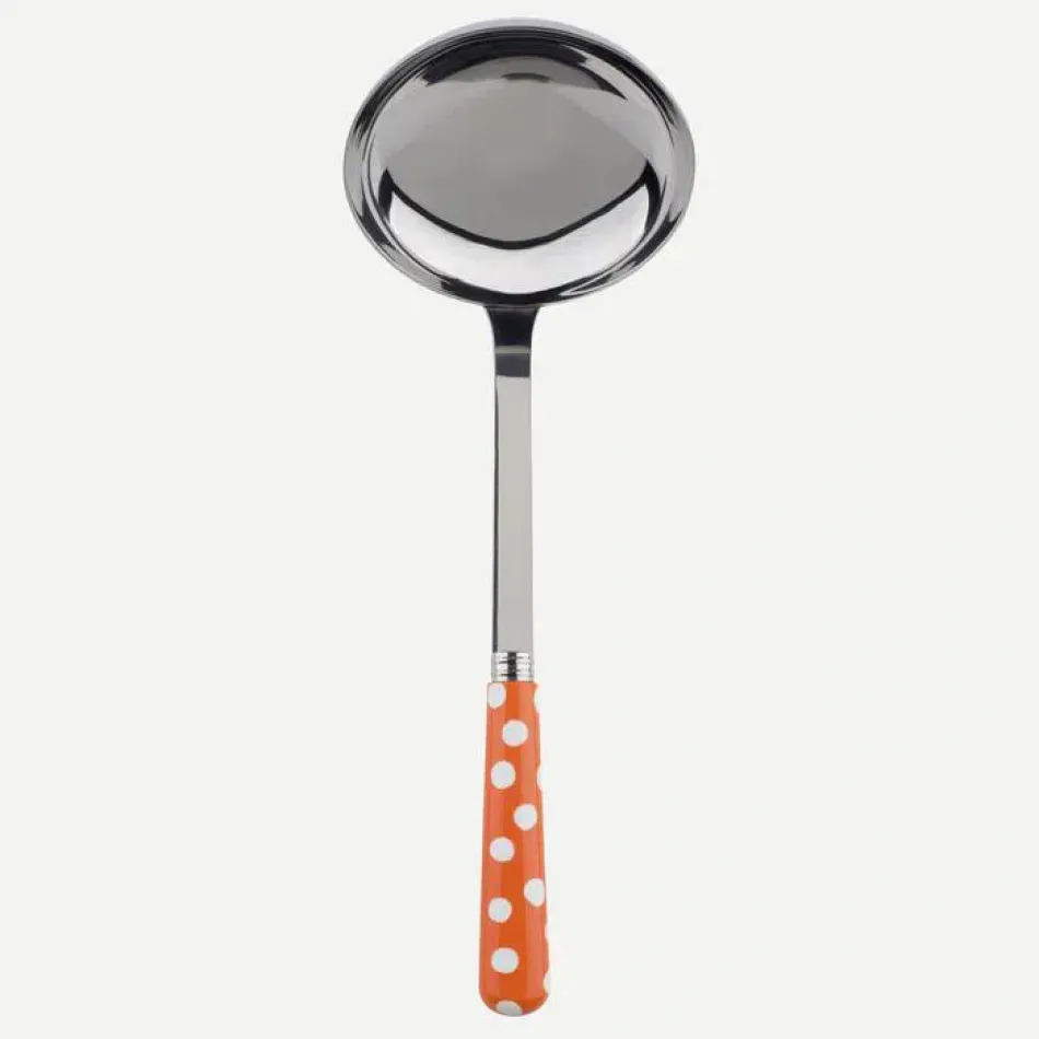 White Dots Orange Ladle 10.5"