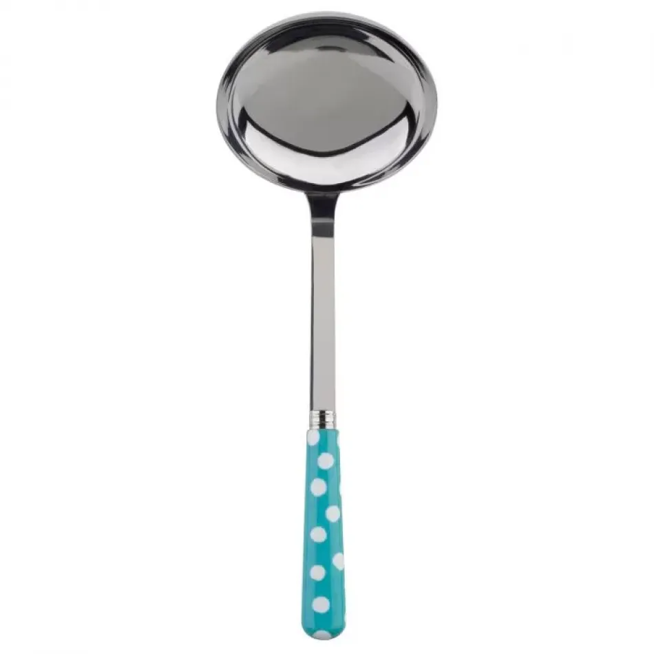 White Dots Turquoise Ladle 10.5"