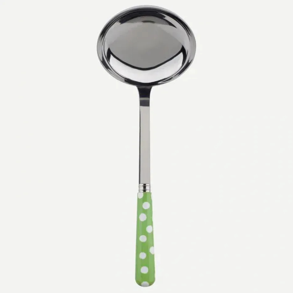 White Dots Garden Green Ladle 10.5"