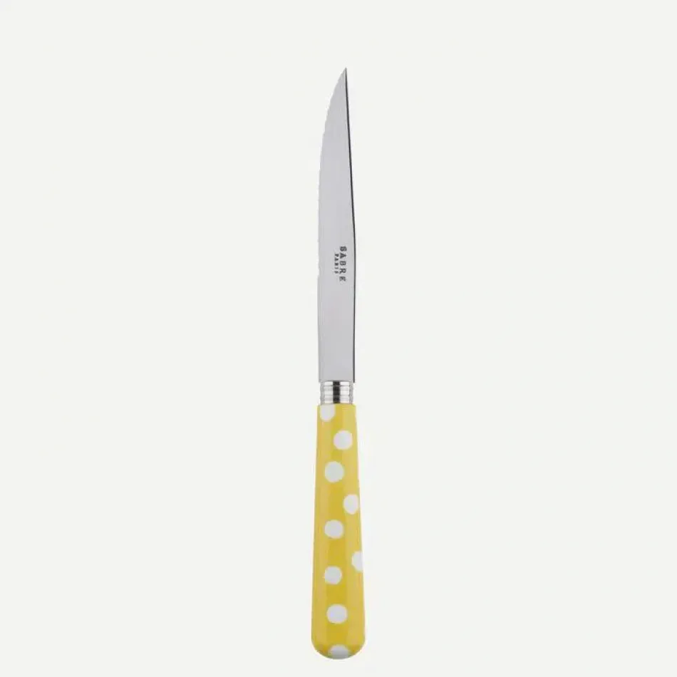 White Dots Yellow Steak Knife 9"