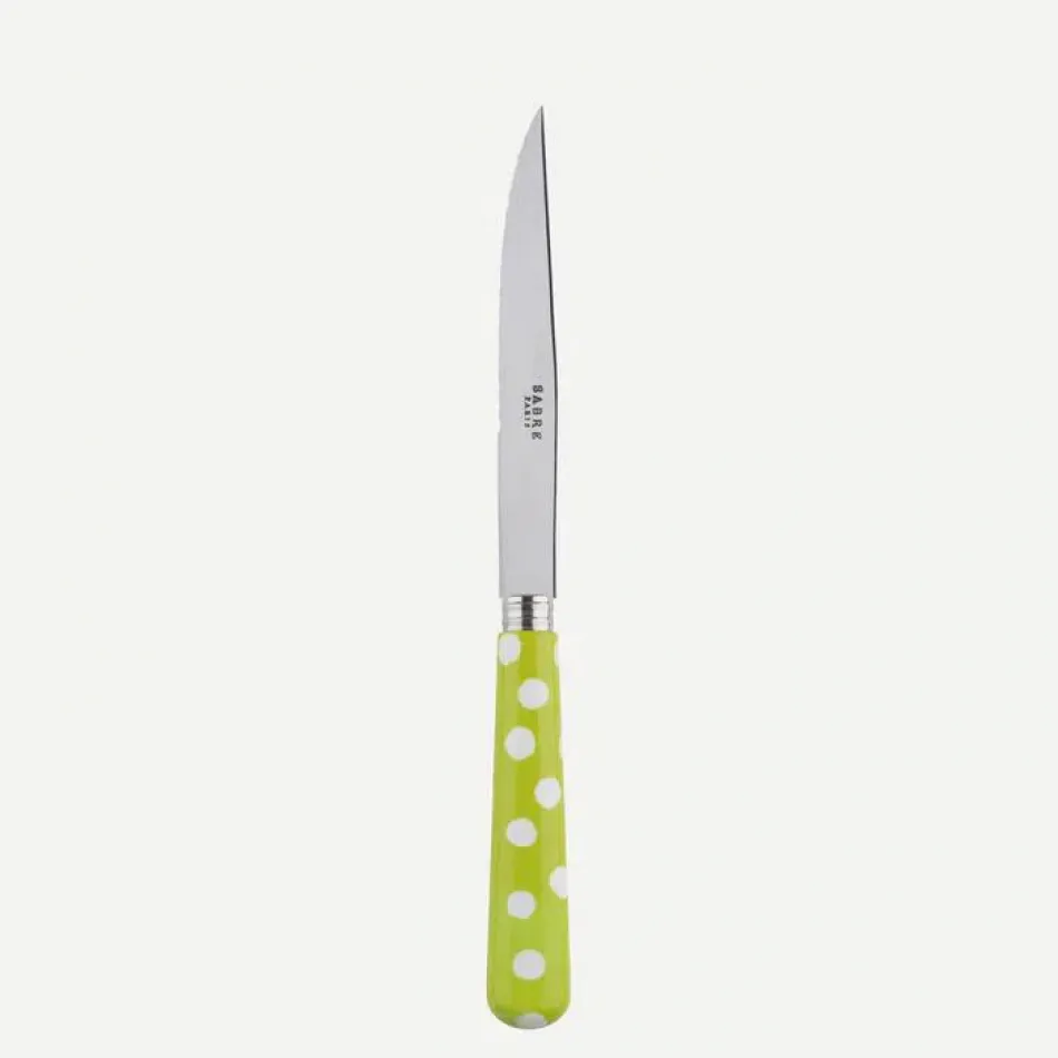 White Dots Lime Steak Knife 9"