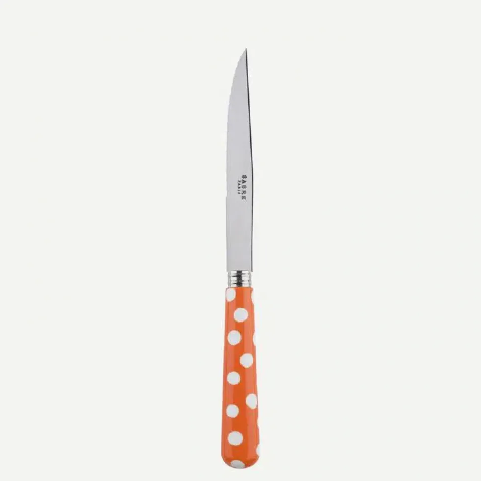 White Dots Orange Steak Knife 9"